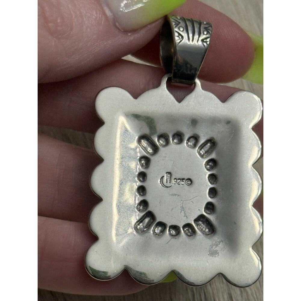 Carolyn Pollack Relios Sterling Silver Orange Spiny Oyster Concho Stamp Pendant - Picture 9 of 9